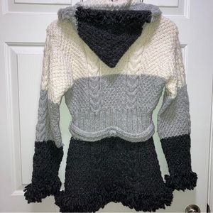 Handmade Knit Full Zip Hooded Sweater Jacket Women’s. Sz Small